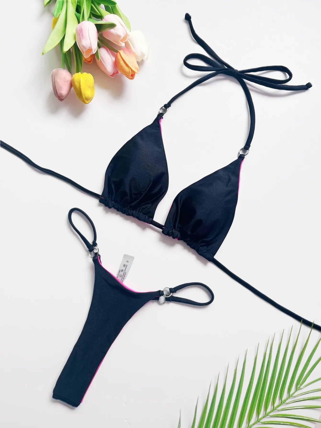 Sexy Wrinkled Crinkled One Shoulder Padded Bikini Swimsuit Swimwear Two-pieces Bikini set