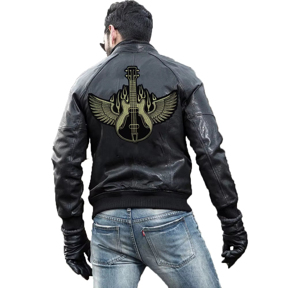Large-Size Winged Skull Angel Biker Motorcycle Embroidered Patch Appliques Iron on Patches Badge Clothes Sewing