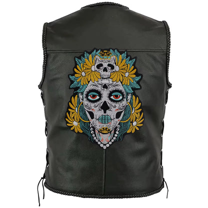 Punk Biker Embroidery Flower skull Patch Appliques Iron on Patches Badge Clothes Sewing