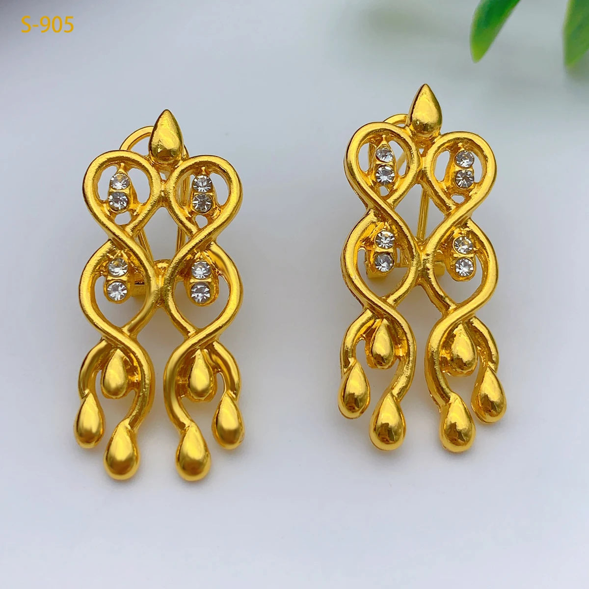 African Women Wedding Dubai Gold Plated Indian Necklace Earrings Sets
