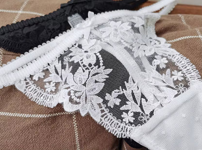 Women Lace Underwear Briefs Breathable G--String Seamless Low Waist Hollow Out Thong Panties
