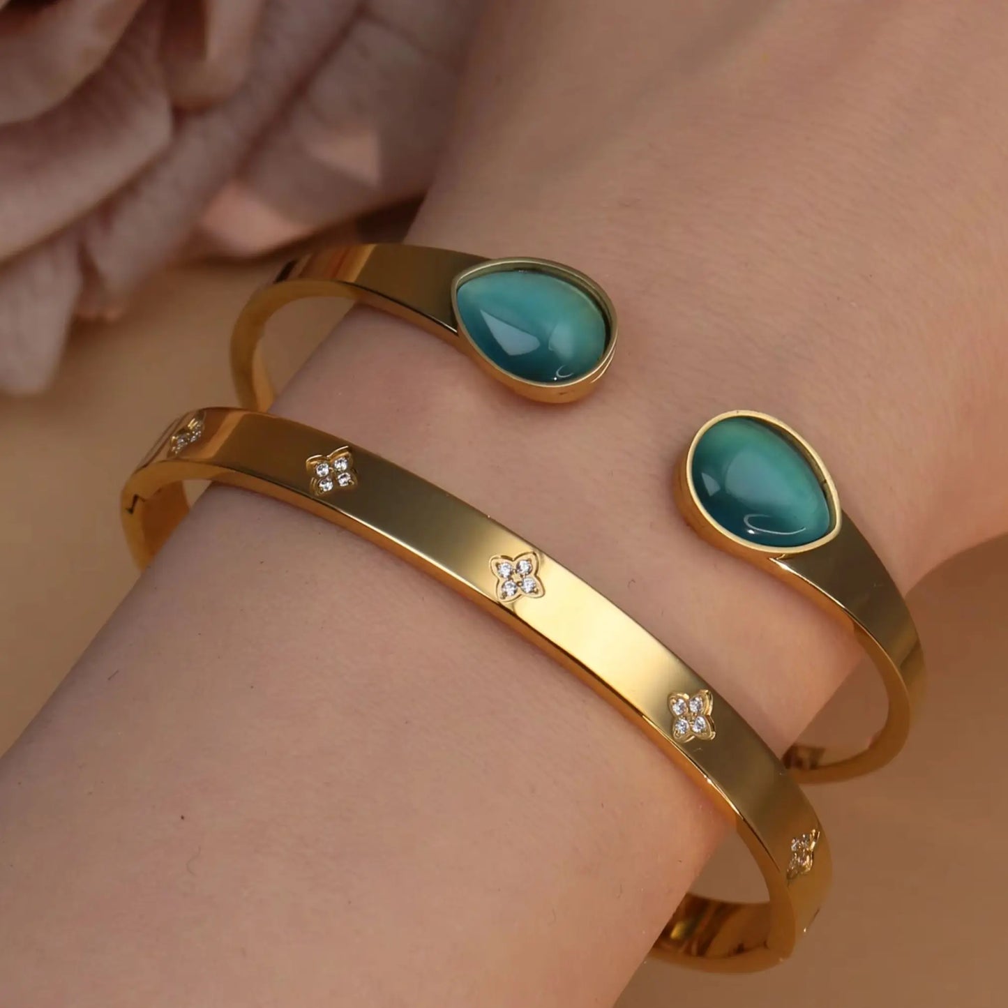 Fashion Opal Crystal Stainless Steel Women's Bracelet Bangles Gifts