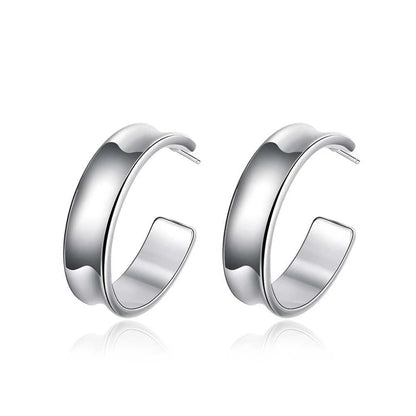 925 Sterling Silver 23mm Smooth Woman Gift Christmas Party Wedding Hoop Earrings