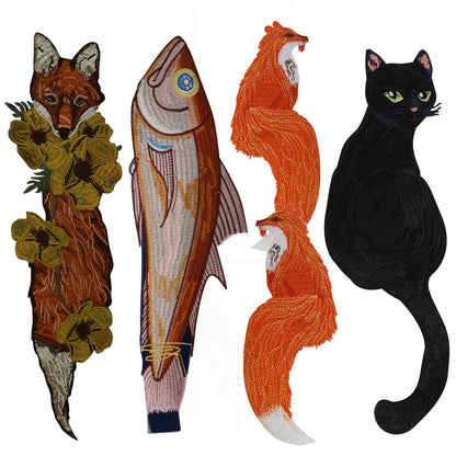 Embroidery Animal Fox Cat Patch Sewing Patches Clothes Stickers Garment