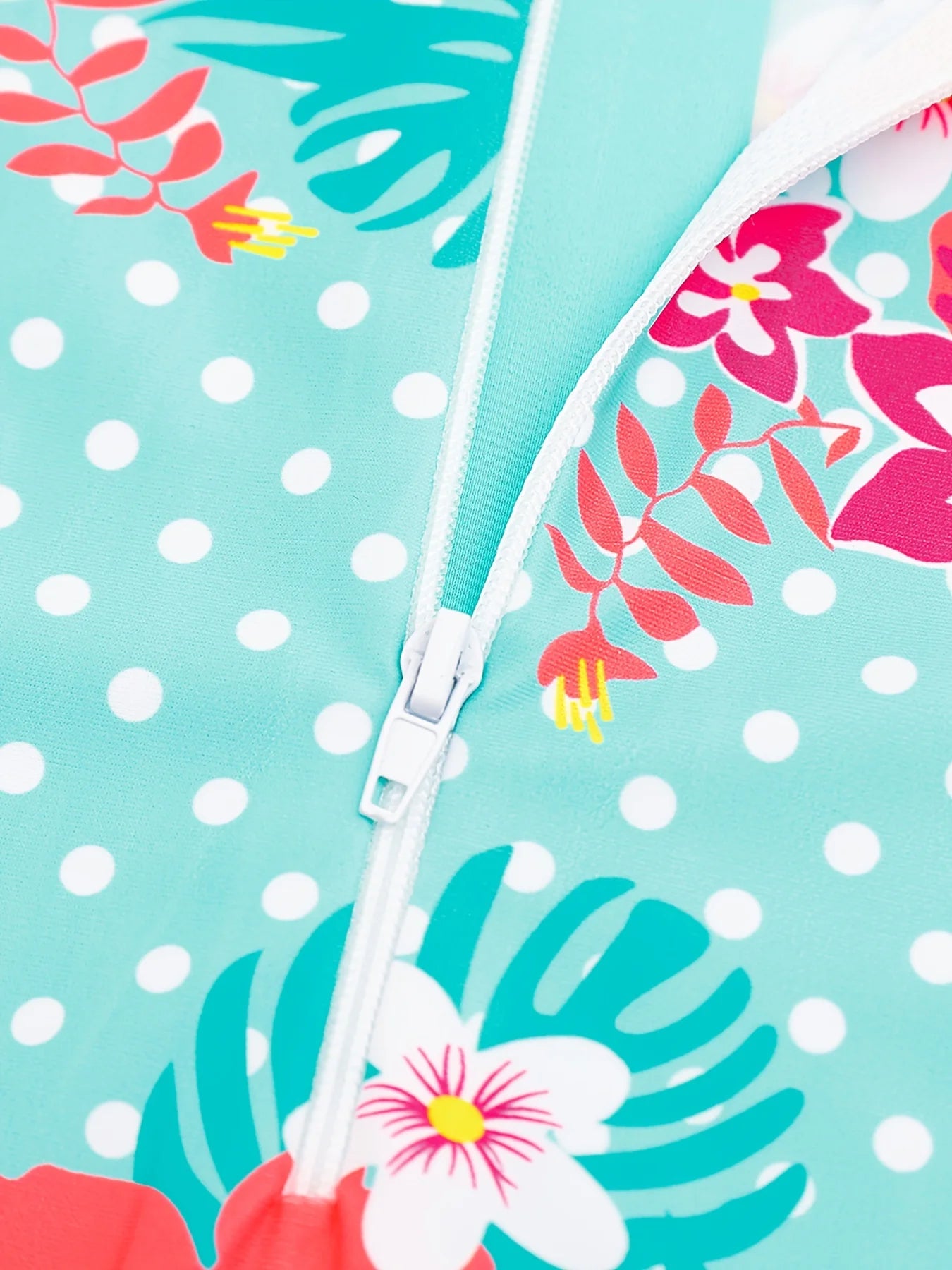 Girls Kids One-Piece Long Sleeve Floral Print Green Color Beach Boyleg Shorts Swimsuit