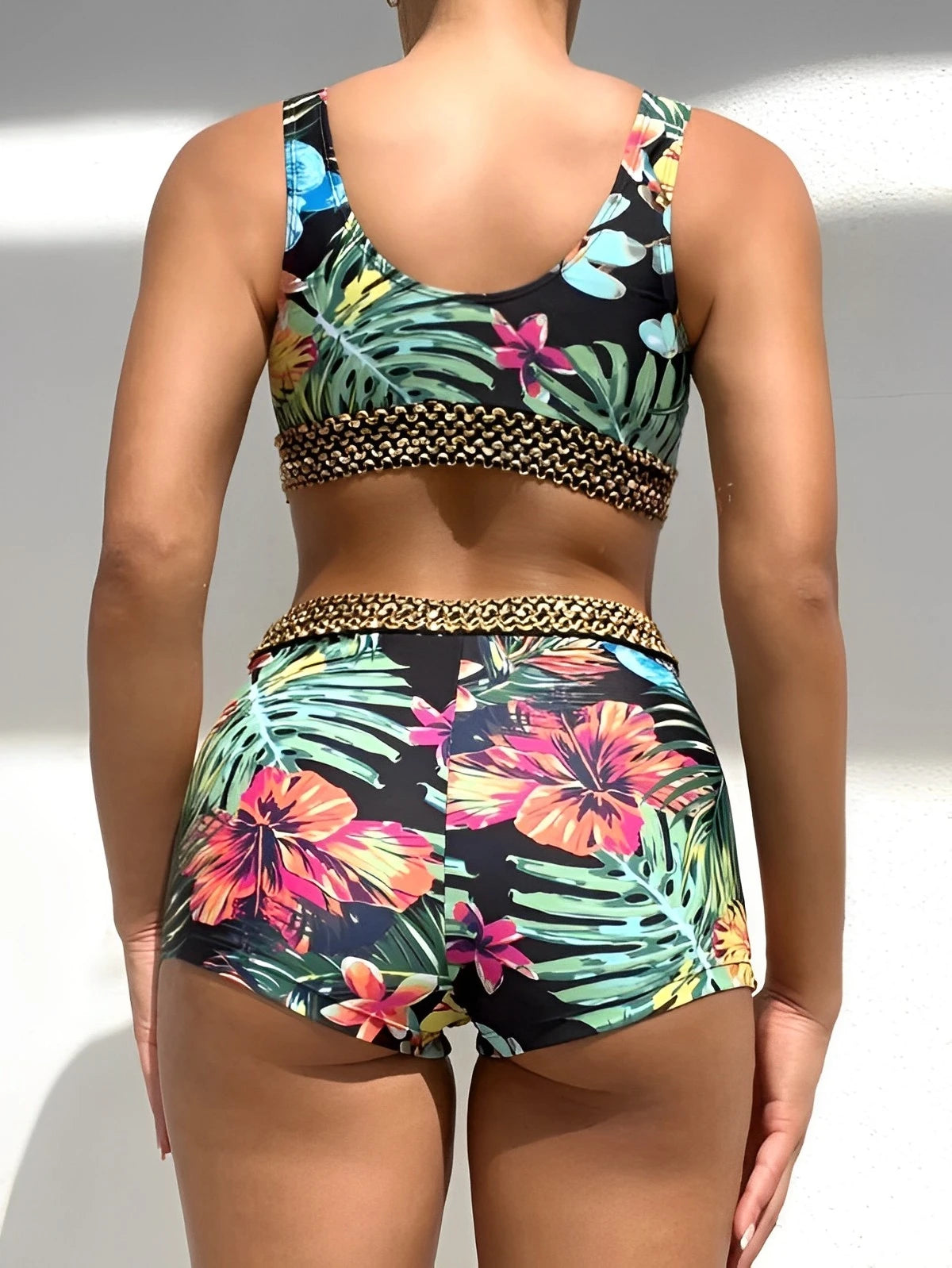 Women Floral Bikini Printed Swimsuit High Waist Swimwear Bathers Bathing Swimming Suit