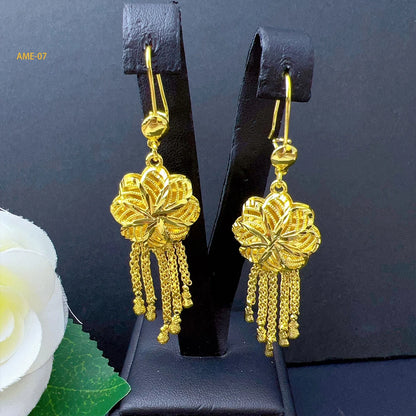Dubai Ethiopia Tassel Gold Color African Women Bridal Wedding Drop Earrings