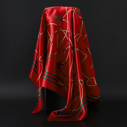 90cm Women Four Seasons Square Silk Satin Bandana Wrap Shawl Scarves Scarfs gfK4