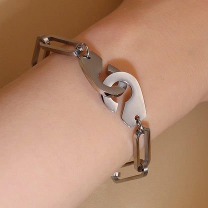 Women 18K Gold-Plated Stainless Steel Bead Open Bracelet Clasp Design Bangles Jewelry