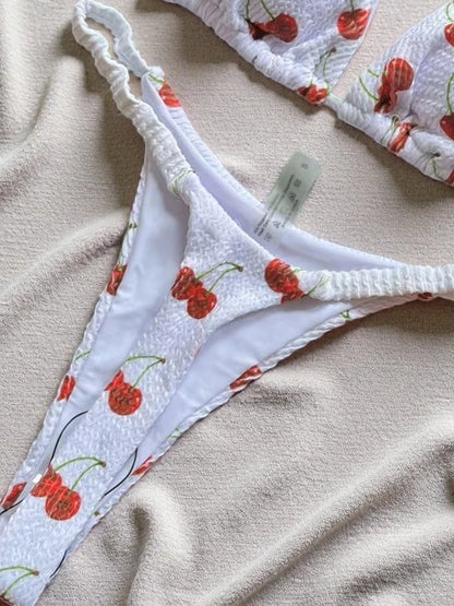 Micro Cherry Prints Bikini Push Up Women Swimwear Beach Swimsuit