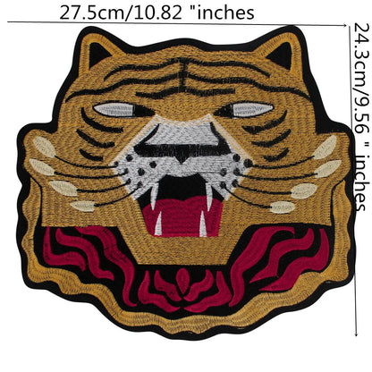 Large Animal Tiger Head Embroidery Patch Appliques Iron on Patches Badge Clothes Sewing
