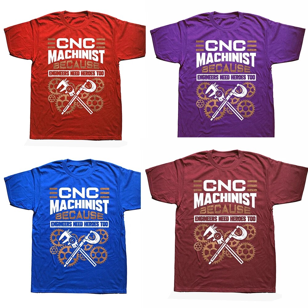 Men Funny CNC Machinist Operator Machine Graphic Cotton Short Sleeve Tees T-shirts