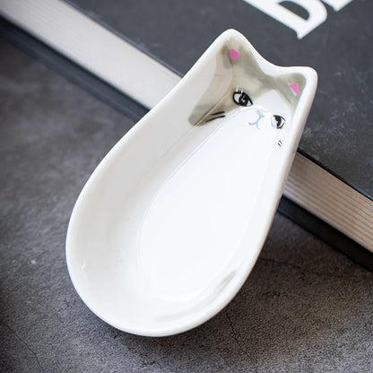 1pc Japanese Animal Thread Rack Incense Tray Cat Ceramic Oil Dish Plate