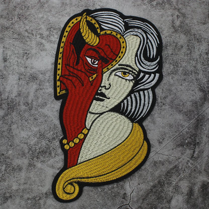 Embroidered Beauty Sexy Red Rose Love face Girl Patch Iron On Embroidered Patches for Clothes