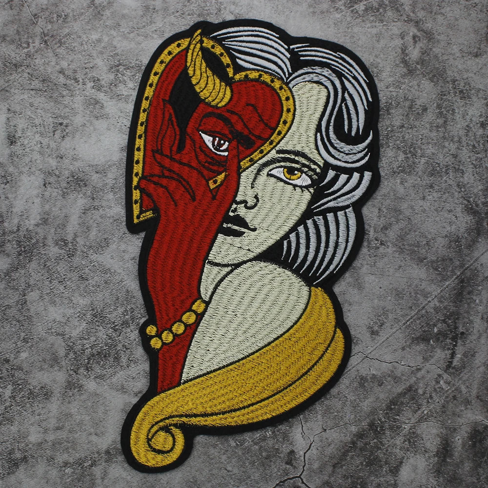 Embroidered Beauty Sexy Red Rose Love face Girl Patch Iron On Embroidered Patches for Clothes