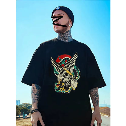 Punk Dragon Eagle Animal Large Embroidered Patch Appliques Iron on Patches Badge Clothes Sewing