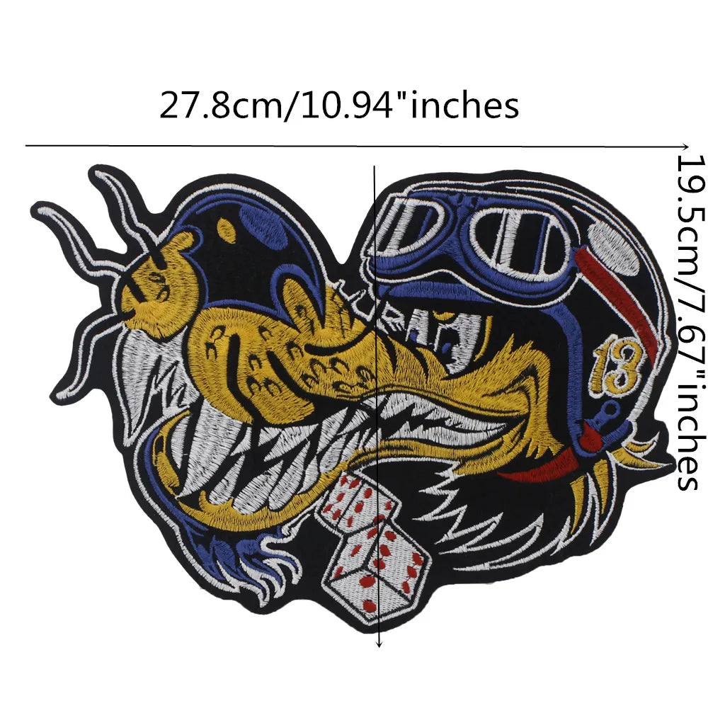 Large letter dog Embroidery Motorcycle Biker Patch Appliques Iron on Patches Badge Clothes Sewing