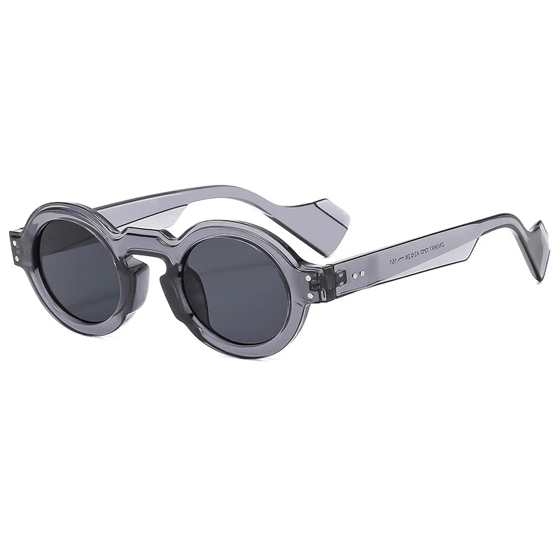 Women Men Punk Double Color Shades Rivets Clear Lens Frame UV400 Round Sunglasses