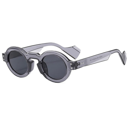 Women Men Punk Double Color Shades Rivets Clear Lens Frame UV400 Round Sunglasses