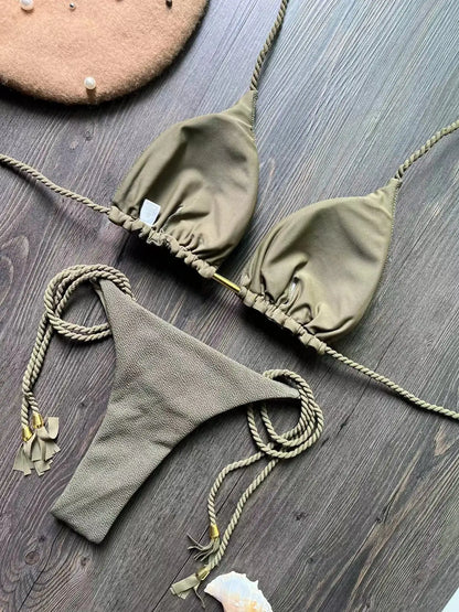 Sexy solid color women's bikini swimsuit two-piece beach Swimwear bikini suit