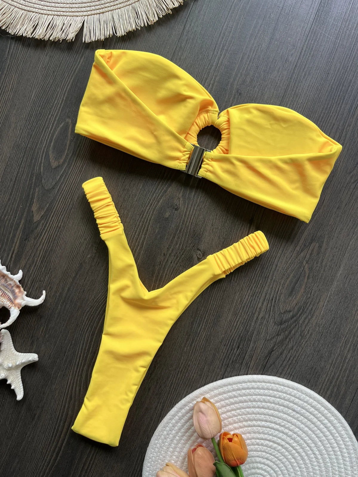 Micro Bikini Push Up Women Swimwear Brazilian Bikini Thong Solid Beachwear Swimsuit