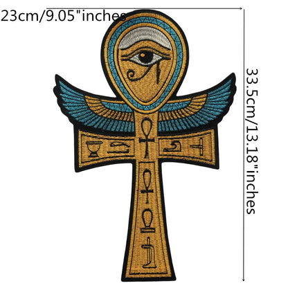 Punk Wings Skull Biker Rock Large Embroidered Patch Appliques Iron on Patches Badge Clothes Sewing