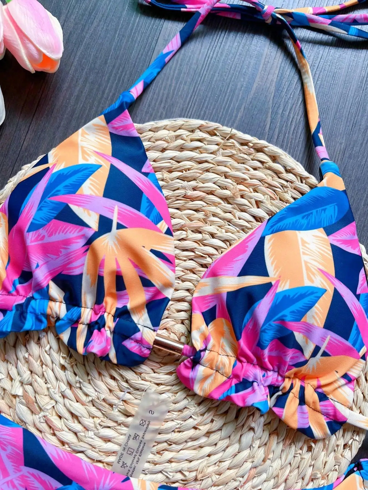 Women Print Cut Out Swimwear Low Waist Swimsuit Micro Bathing Triangle Beachwear Bikinis Set