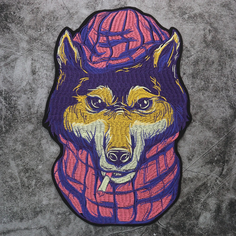 Big Fashion Dog Embroidered Patch Appliques Iron on Patches Badge Clothes Sewing