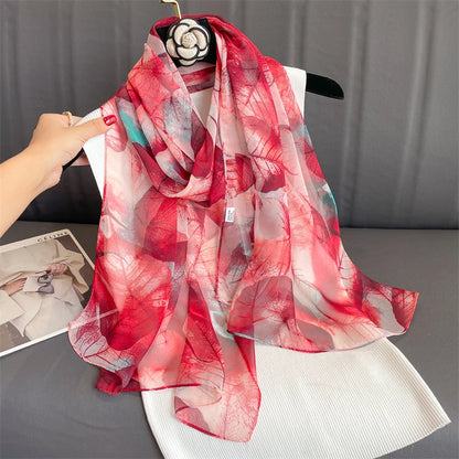 Women Beach Scarf Georgette Silk Shawls Design Printed Wraps Scarves