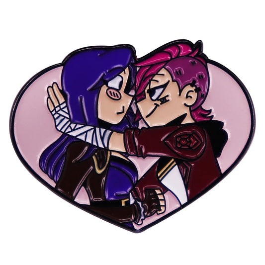 game league of legends Vi & Cait enamel pin brooch LGBT love heart badge