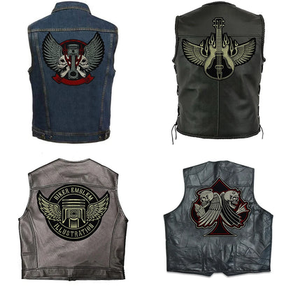 Large-Size Winged Skull Angel Biker Motorcycle Embroidered Patch Appliques Iron on Patches Badge Clothes Sewing