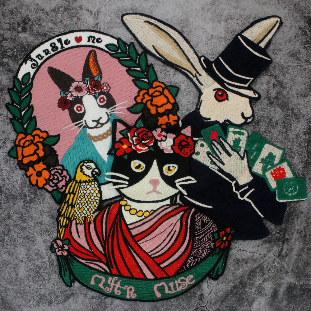 Embroidered Large Animal sheep Cat Rabbit Patches Sew on Clothing Patch Badges Twill Craft Stickers