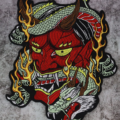 Embroidery Demon Devil Dragon Patch Appliques Iron on Patches Badge Clothes Sewing
