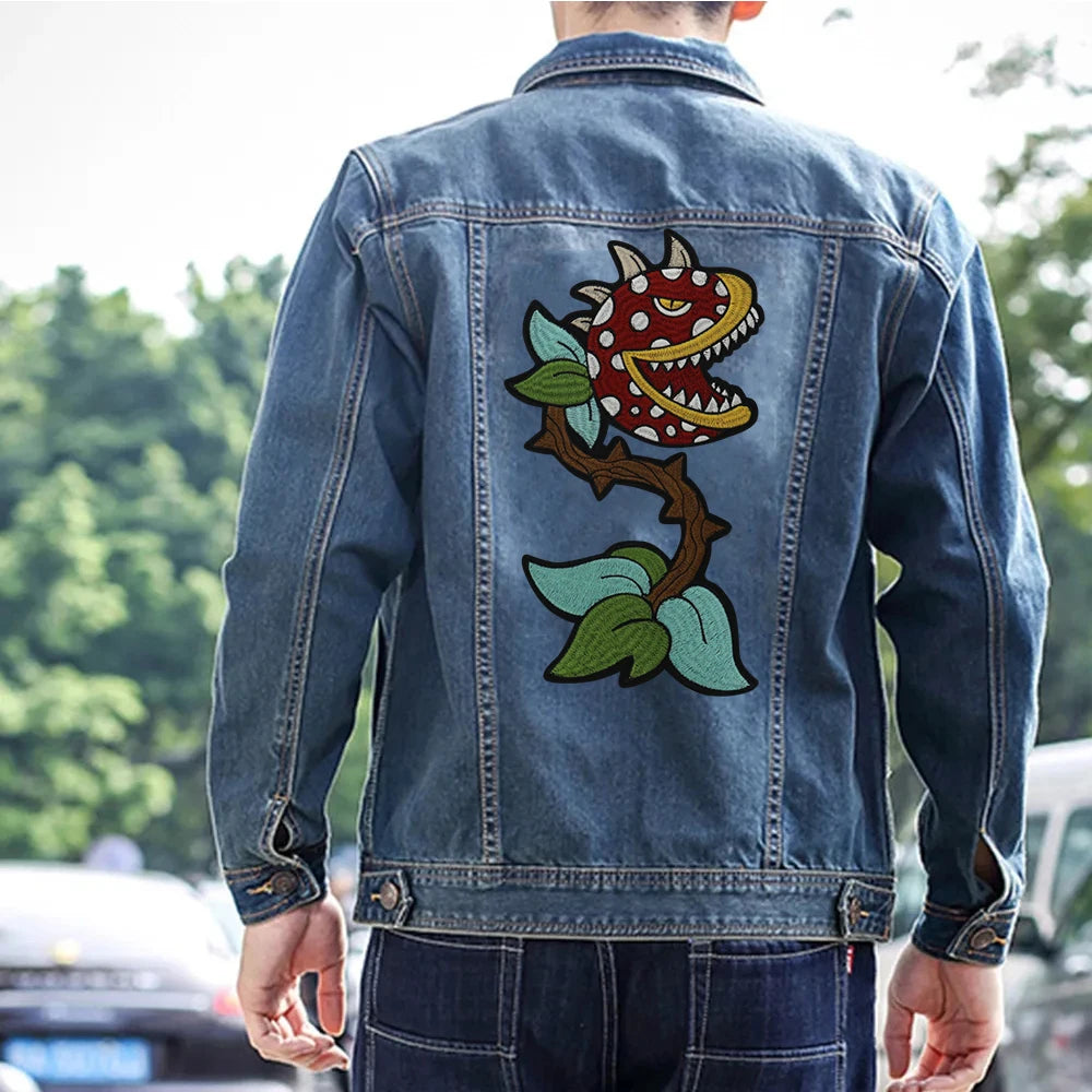 plant Cannibal flower Badges DIY Patc Iron on Embroidered  Applique Backpack Clothing