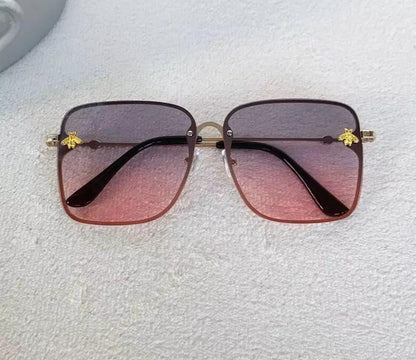 Men Women Fashion Designer Oversized Rimless Square Bee Sunglasses Gradient Sunglasses UV400