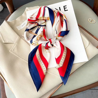 Women Silk Feeling Design Satin Square Scarf Wrap Shawl Scarves