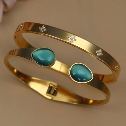 Fashion Opal Crystal Stainless Steel Women's Bracelet Bangles Gifts