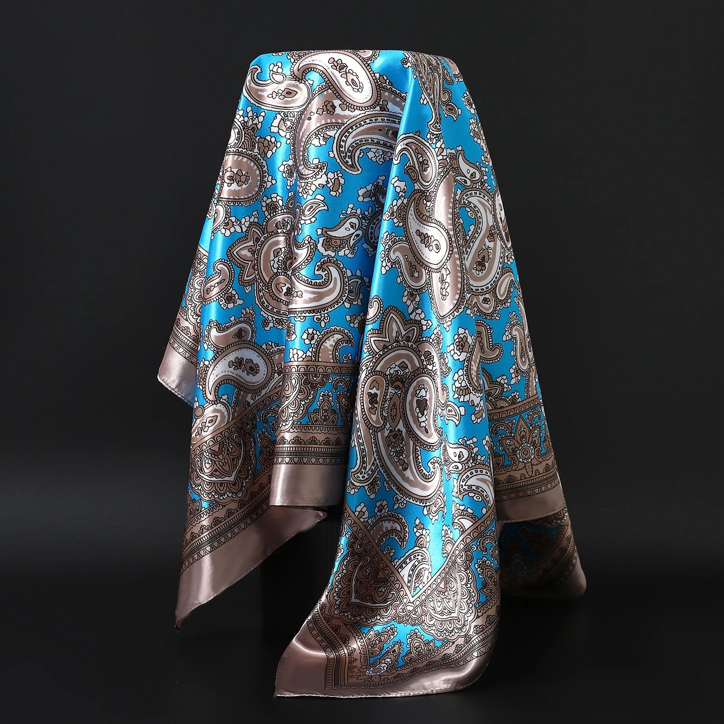 90cm Women Four Seasons Square Silk Satin Bandana Wrap Shawl Scarves Scarfs Spk8