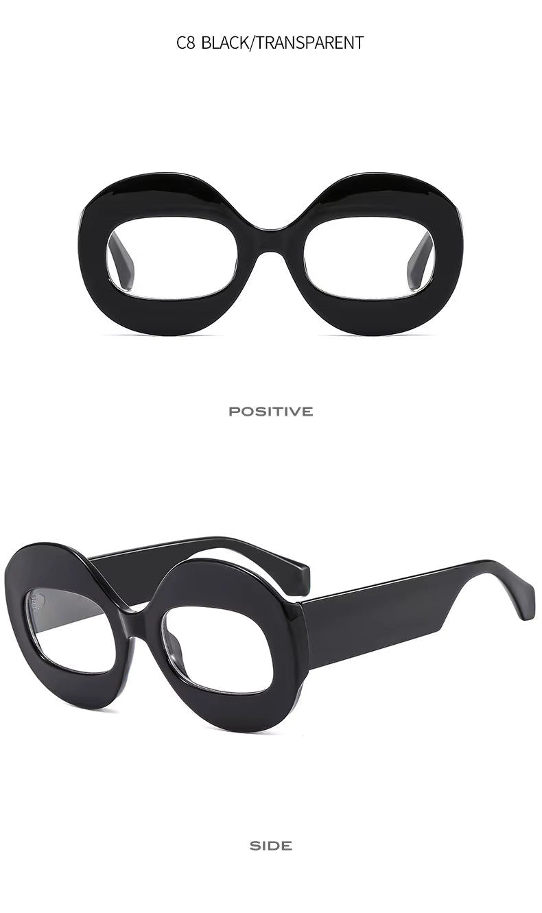 Men Women Retro Oval Clear Gradient Lens Shades UV400 Fashion Round Glasses Sunglasses