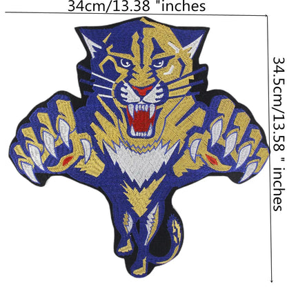 Large Size Biker Applique Fierce Tiger head Embroidery Patches Iron on for Clothes Animal Stickers Patch