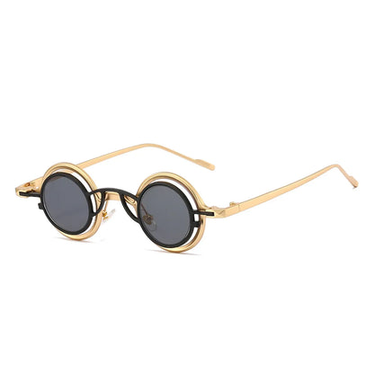 Women Round Two in One Pure Titanium Y2K Steampunk UV400 Sunglasses Glasses