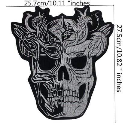 Large Size Skull Embroidered Patch for Clothes Patches Iron on Sew on Badges Appliques