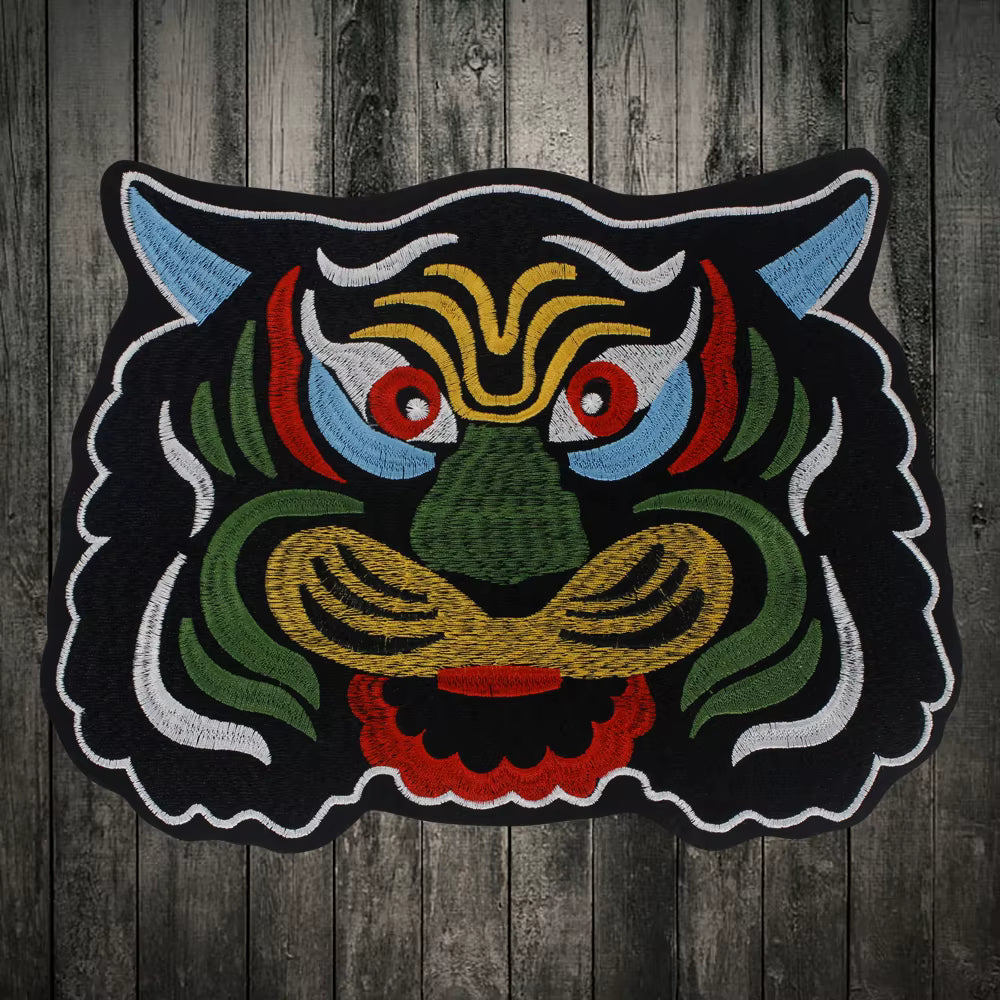 Large Animal Tiger Head Embroidery Patch Appliques Iron on Patches Badge Clothes Sewing