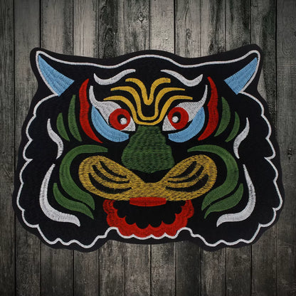 Large Animal Tiger Head Embroidery Patch Appliques Iron on Patches Badge Clothes Sewing