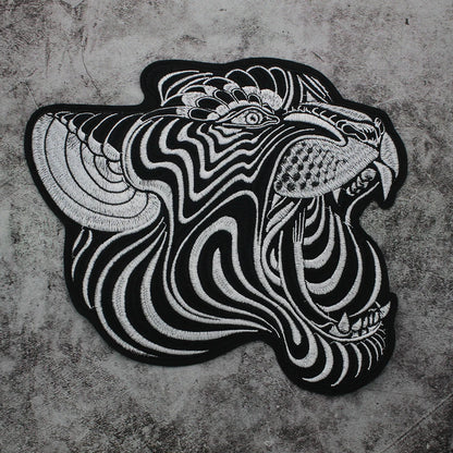 Large Black Snake Embroidery Tiger Maple Leaf Patches for Clothes Patch Stickers DIY Punk Badges for Iron-on Applique