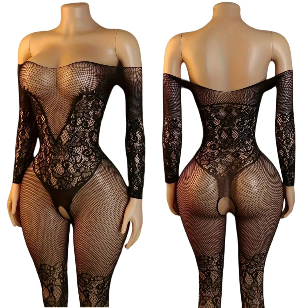 Sexy Open Crotch Bodystockings Fishnet Underwear Transparent Bodysuit Catsuit Cosplay Lingerie