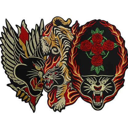 Golden Torch Leopard Embroidery Patch Appliques Iron on Patches Badge Clothes Sewing