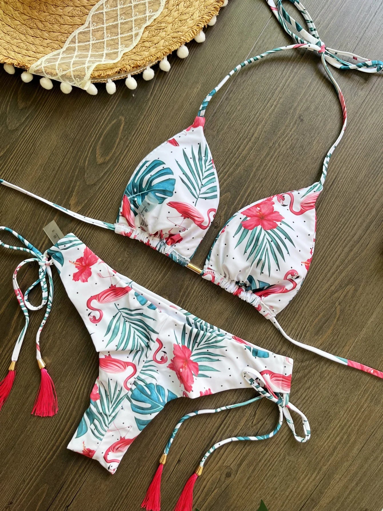 Sexy Print Bandage Bikini Women Swimsuit Halter Triangle Swimwear Bathing Brazilian Suit