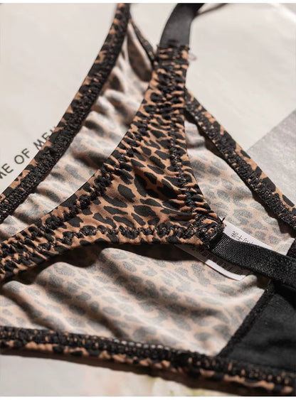 Women Ice Slik Low Waist G-String Leopard Flower Panties Briefs Thong T-back Underwear Lingerie