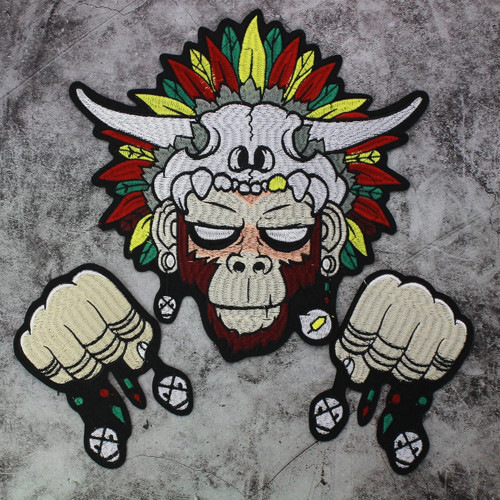 Cartoon Monkey Fist Embroidered Patch Appliques Iron on Patches Badge Clothes Sewing